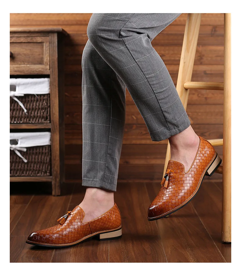 Ample Italian Dress Shoes Slip On Men Loafers Breathable Pu Dress Shoes ...