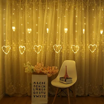 Modern 3m Romantic Fairy Heart LED String Light AC110V 220V Curtain Christmas Holiday Wedding Garland Party Decoration Lamp