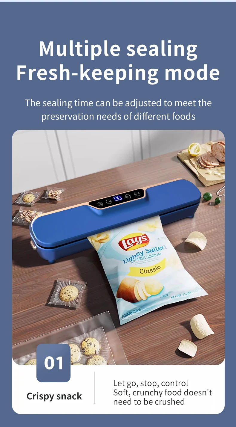 Vacuum Food Preservation Sealer with Liquid Crystal Display Automatic Sealing Machine for Food Storage