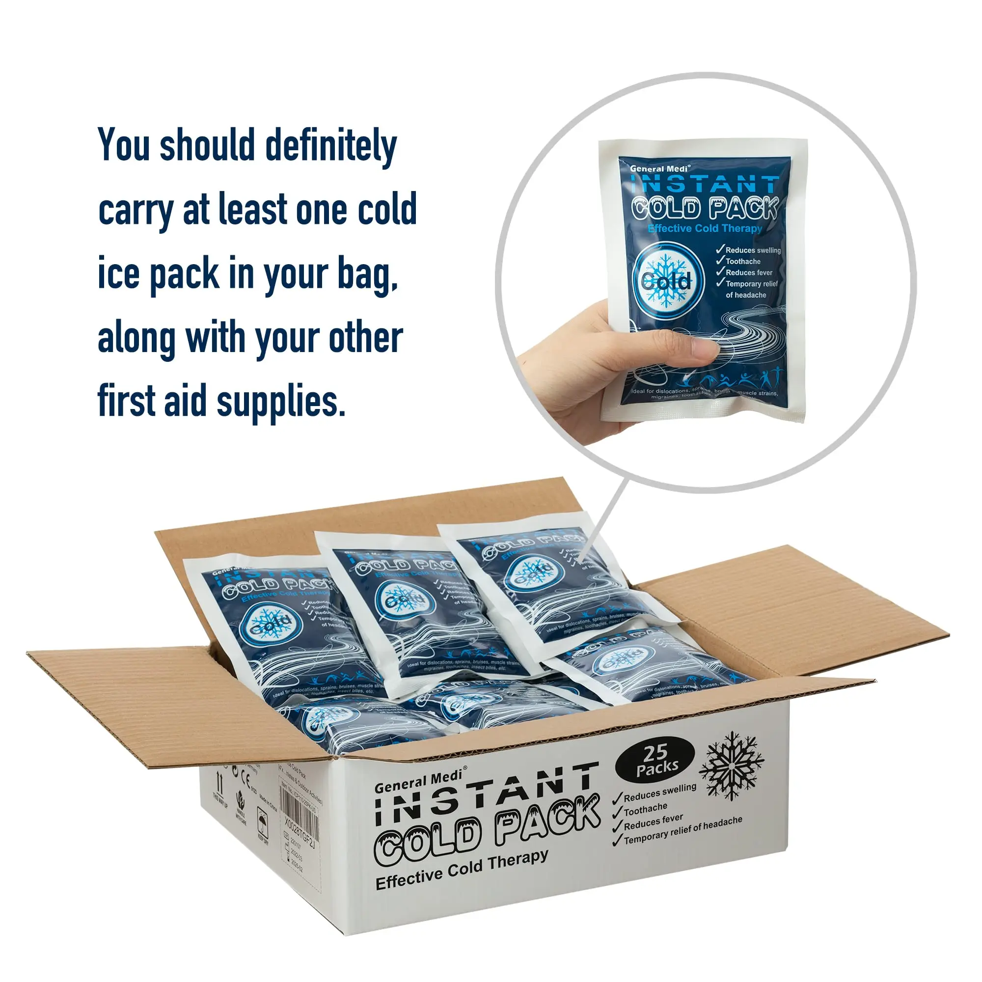25 Set Instant Ice Cold Pack Disposable Cold Therapy Ice Packs For Pain
