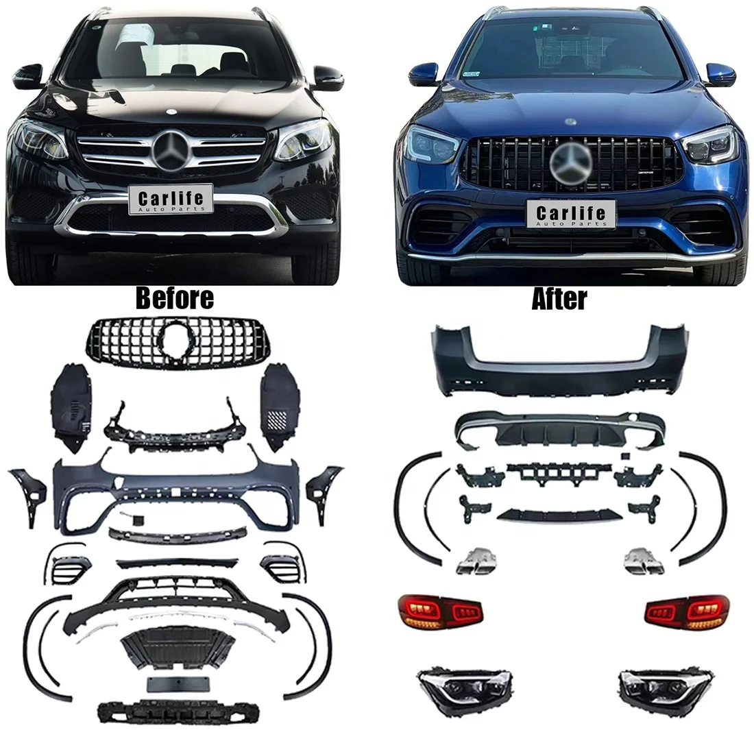 M MOTOS Alfombrillas De Goma Para Mercedes GLC I (C253