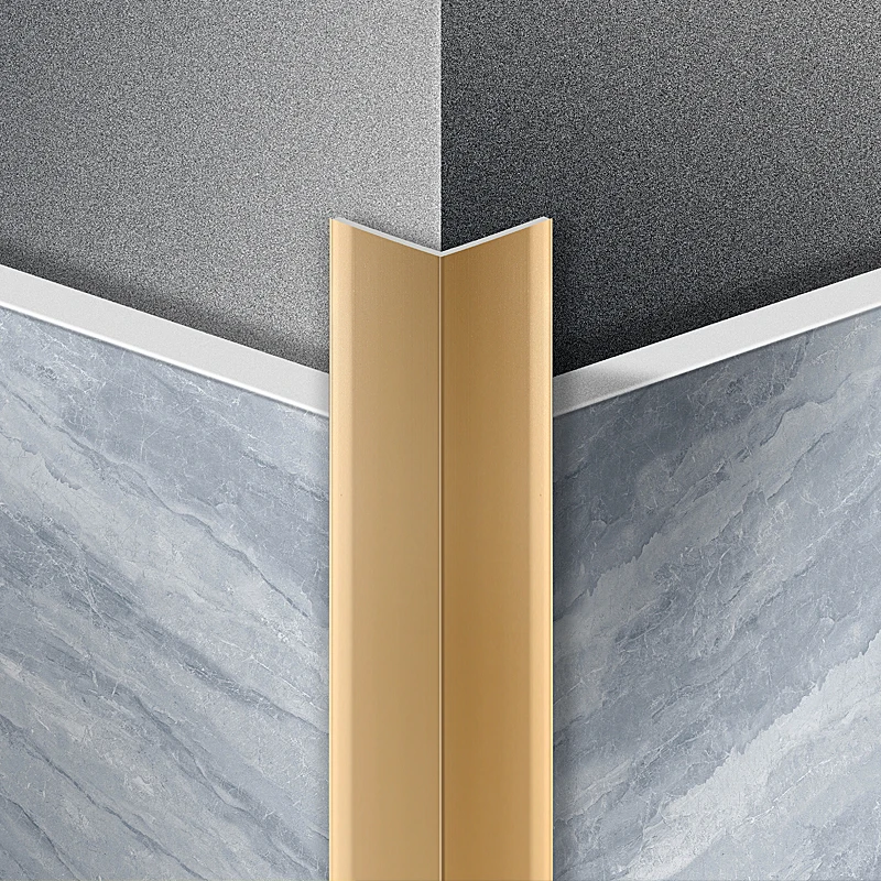 Customized Waterproof Corner Guard L Shape Brush Gold Wall Aluminum Alloy Edge tile Trim profile