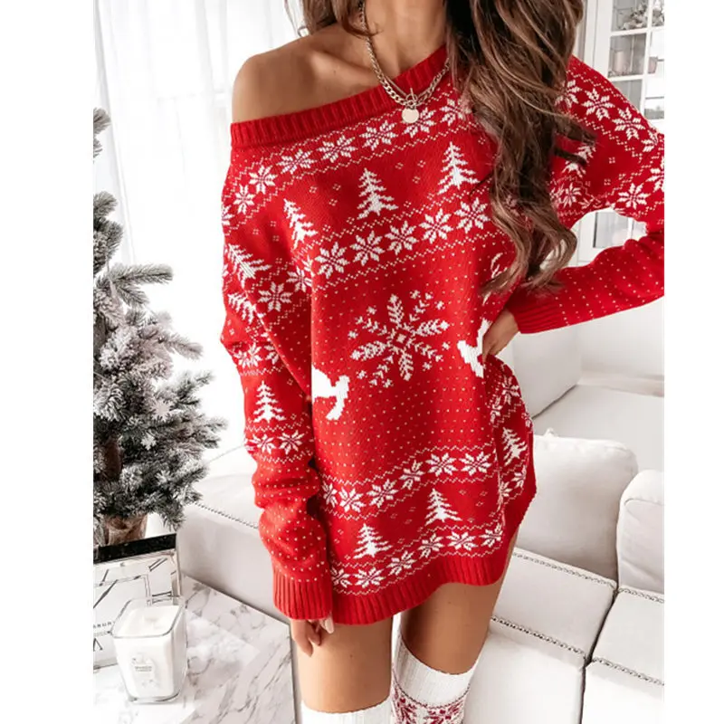 Vestito Da Maglione Lavorato A Maglia Di Nuovo Design Invernale Abito Da  Donna A Maniche Lunghe Lavorato A Maglia Sciolto Di Natale - Buy Maglione  Delle Donne Del Vestito,Maglione Lungo Del Manicotto