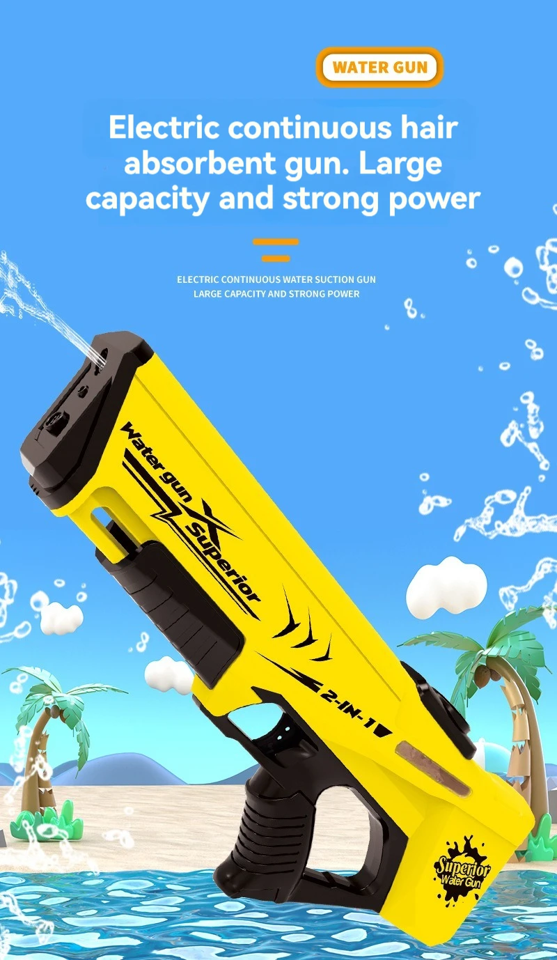 Hot Selling 2 in 1 Automatic Continuous Burst Electric Water Gun Outdoor Summer Funny Toys for Kids