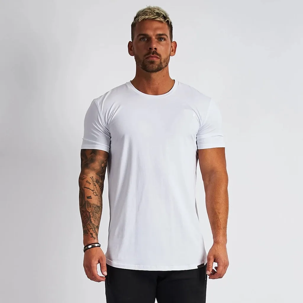 Custom Breathable Fitness T Shirt Printing Cotton Plain Round Neck T ...