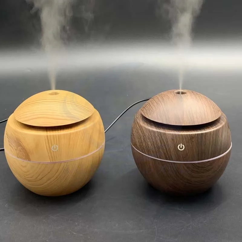 Creative Round Spray Mushroom Humidifier Mute Usb Air Humidifier Aromatherapy Ambient Light Wood Grain Humidifier 6