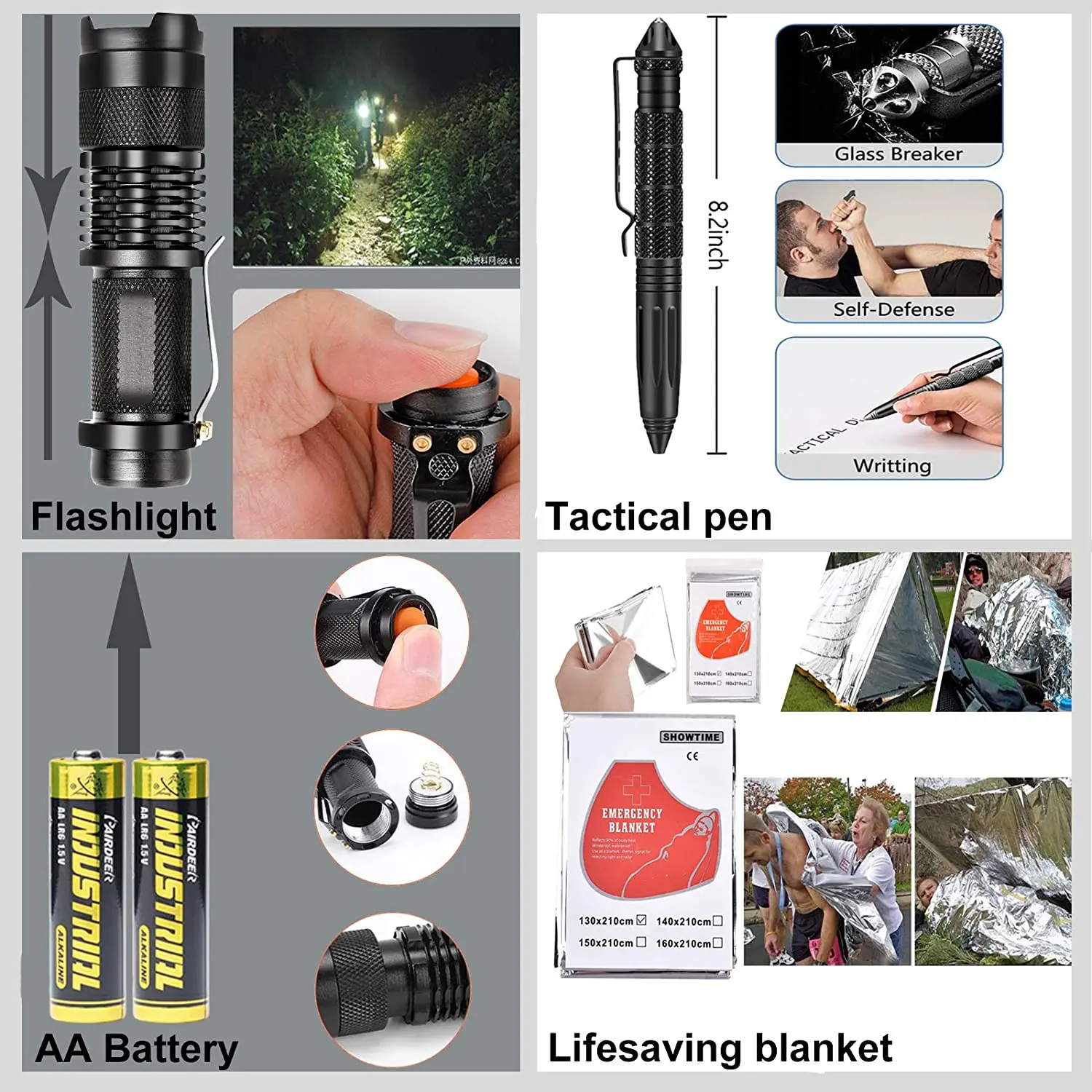 20-in-1 Waterproof Outdoor Camping Gear EDC Tactical Tools 1L Capacity Emergency Survival Kit for Men Dad Husband Boyfriend manufacture