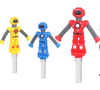 New plastic handheld stretchable flexible robot tubes toy fit different tube candy toys for kids