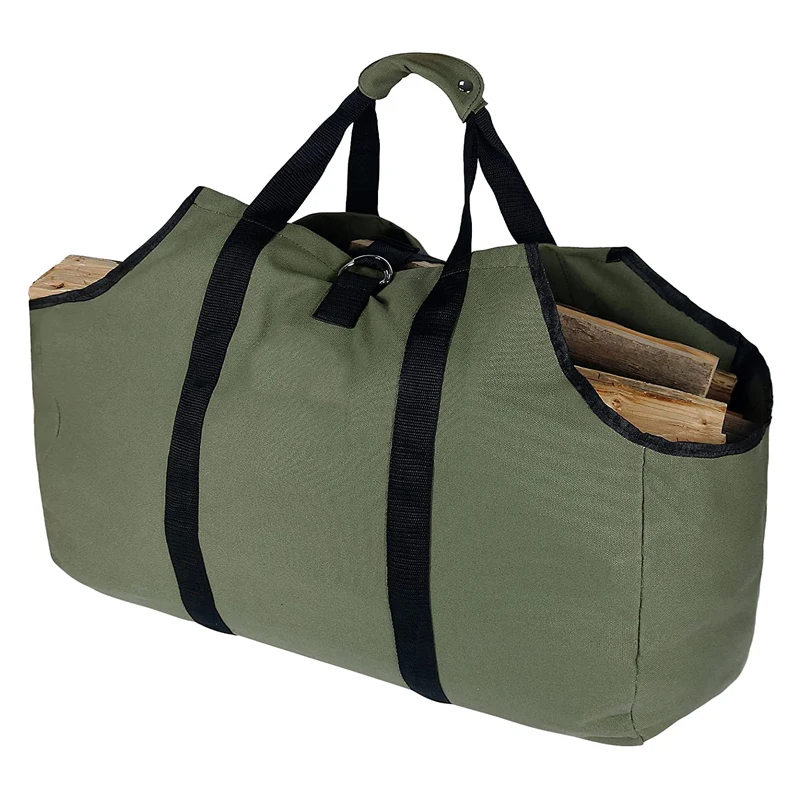 canvas bolsa for carrying firewood