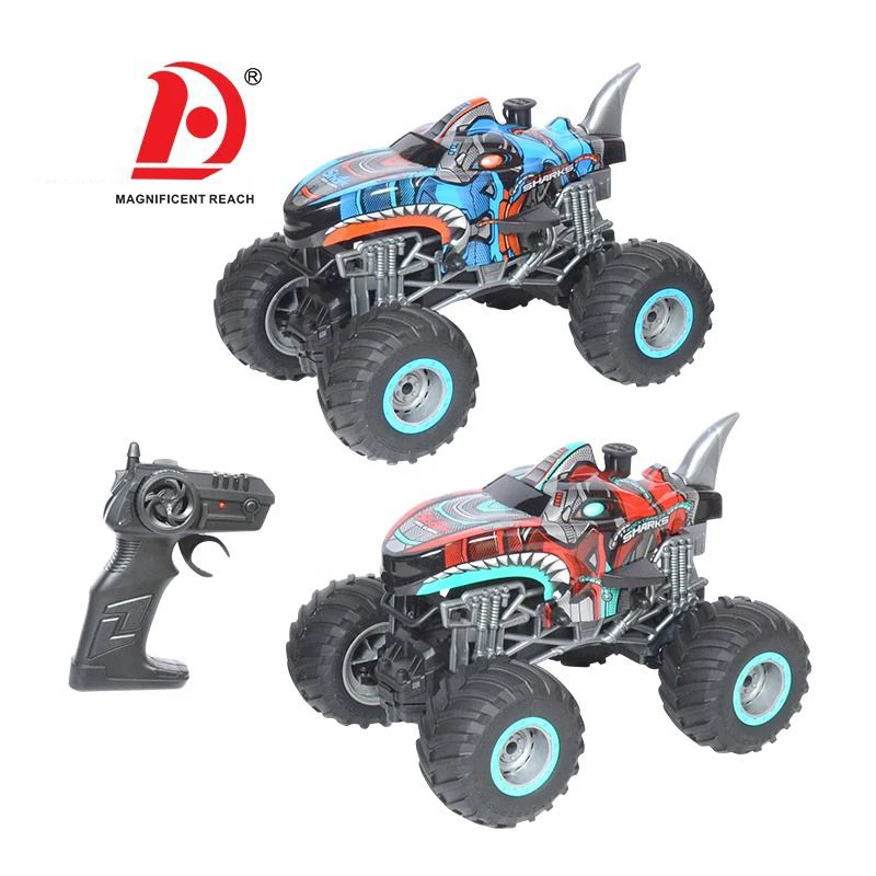 HUADA 4CH 27MHZ Fast Racing 4WD High Speed Light Mist Spray Shark RC Car Toys Dinosaur Climbing Off Road Remote Control Trucks