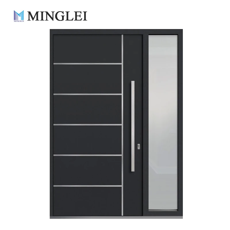 Modern Design Villas Black Profile Aluminum Frame Front Entry Pivoting Doors for Houses