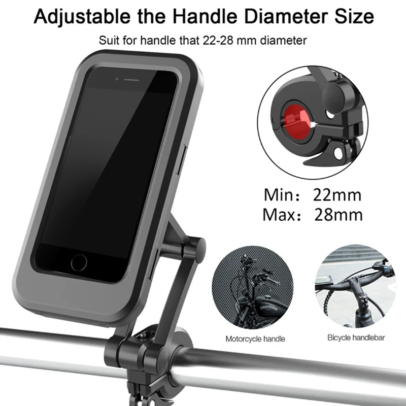 Bike Phone Holder Waterproof Motorcycle Phone Holder with TPU Touch Screen 360 degree Universal Bicycle Mobile Mount for phone