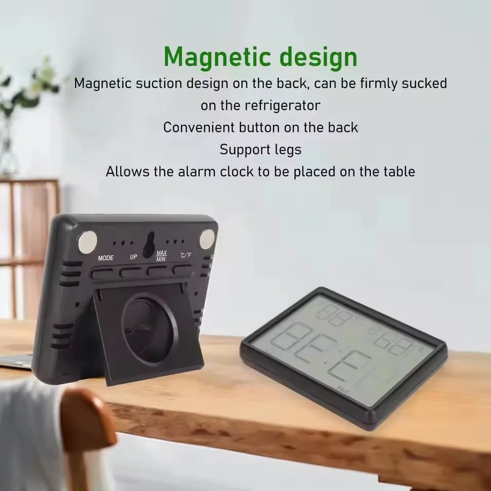 Various Styles of Beautiful Large Screen Date Temperature Humidity Display Magnetic LCD Digital Clock