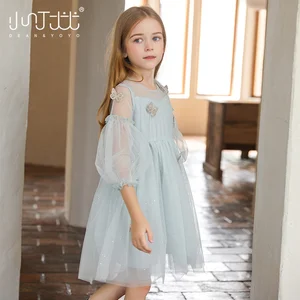 2026 New Girls' Casual Floral Chiffon Lace Knee-length Puffy Princess Styled Summer Dress for Kids
