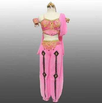 dance performance wear pink velvet indian belly Arabic style costume danzante maya arabic dance tribal belly costumes