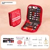 36-Piece sewing kit with golden scissors in red Christmas
