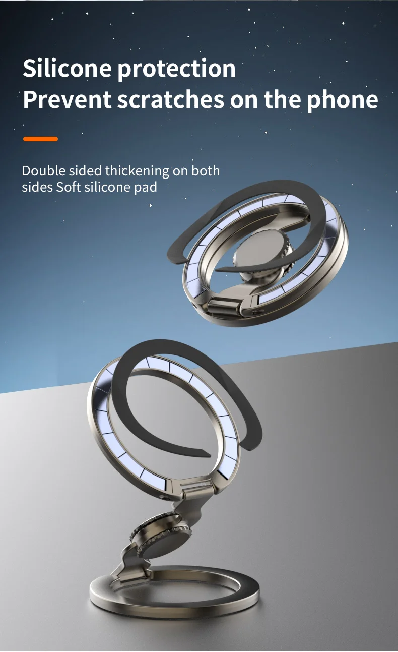 Fingertip Gyroscope Magnetic Phone Holder Fully Foldable Double Sided Stand with Kickstand for Smartphone