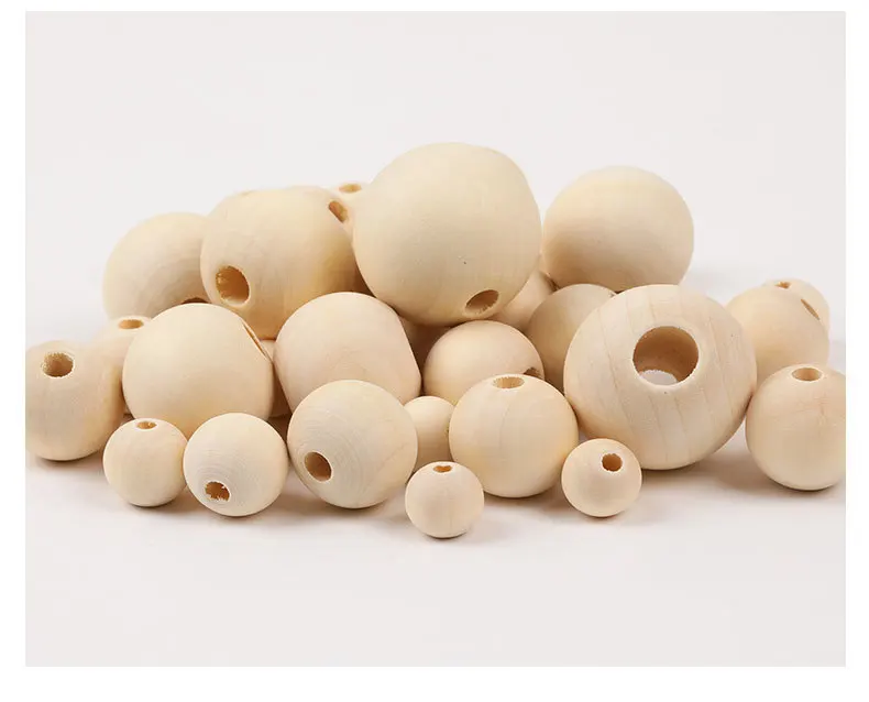 Wholesale Wood Beads Natural Unfinished Round Wooden Loose Beads Wood