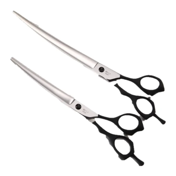 8 Inch 25degree Curved Pet Grooming Shears Jp 440c Steel Black Hand