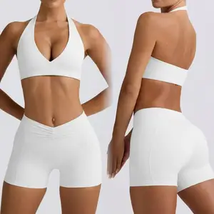 Newest V Bra Tight-fitting Sports Active Wear Outdoor High Scrunch Waist Butt Lift Shorts Sets Fitness Yoga Suit for Women