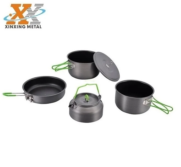 Outdoor Camping Aluminum Nonstick Cookware Pot Cook Set With Stainless Steel Handle