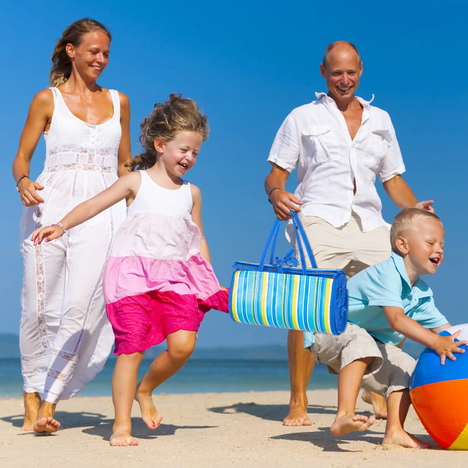 Customized Bamboo Beach Mat Roll Up 3 Folding Natural Outdoor High