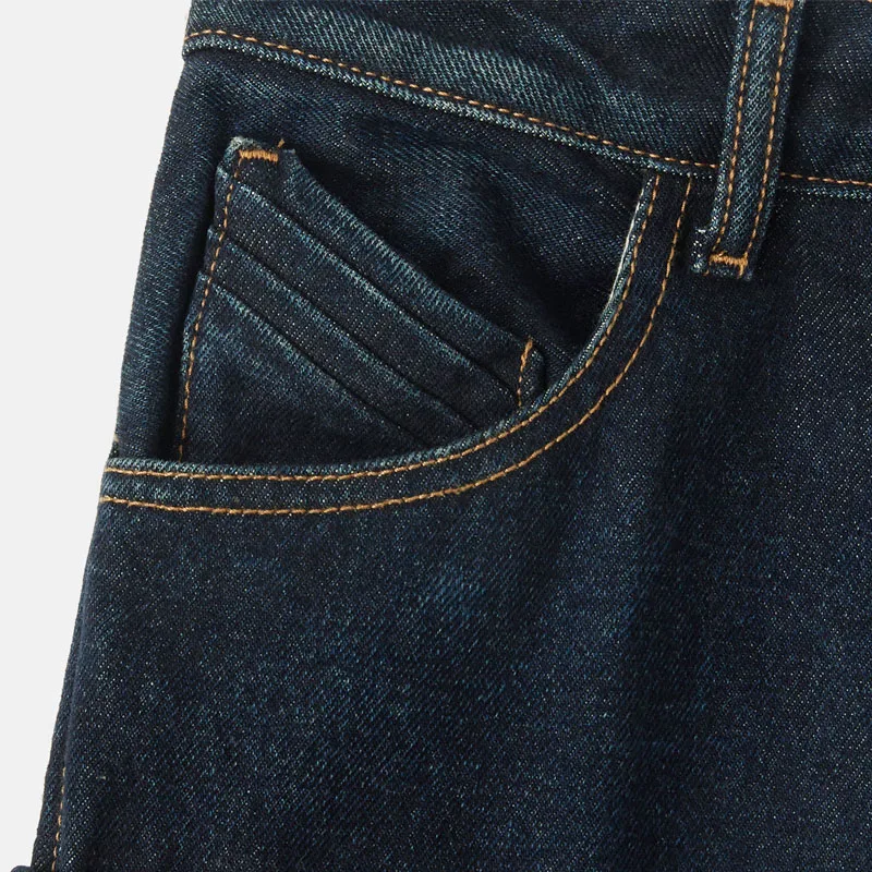 Relaxed Oversized Fit Multi-pockets Long Pants Dark Blue Cargo Pants Denim Jeans for Women