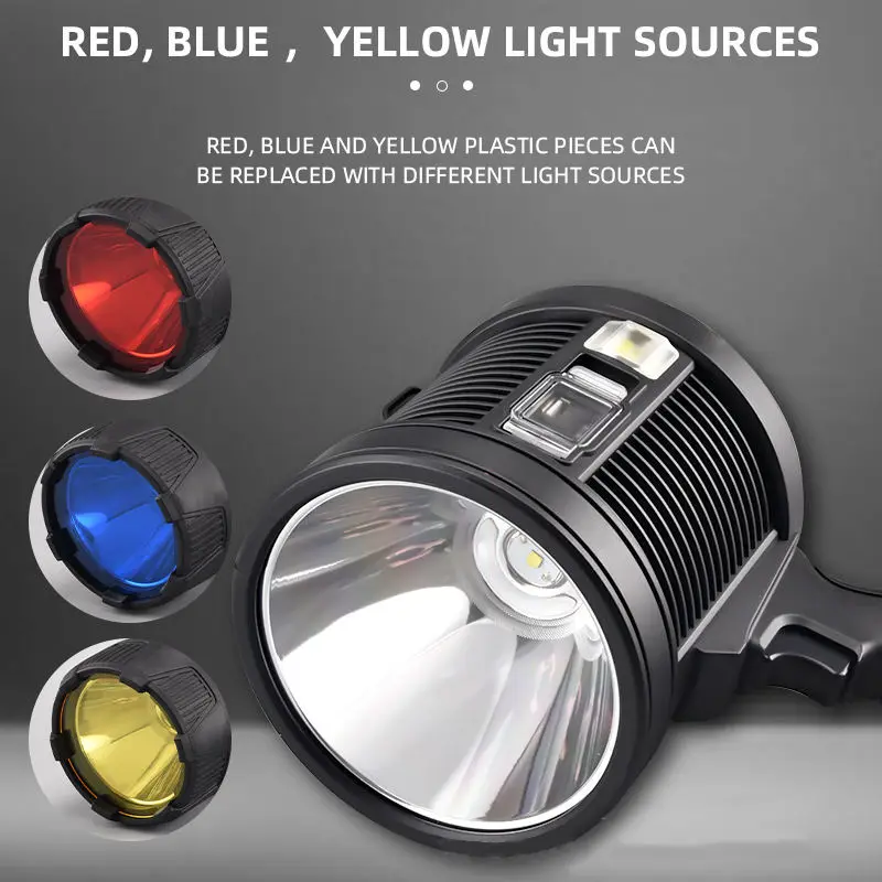 Waterproof Handheld Strong Light Searchlight Built-in Battery Spotlight for Fishing Hunting Patrol Light