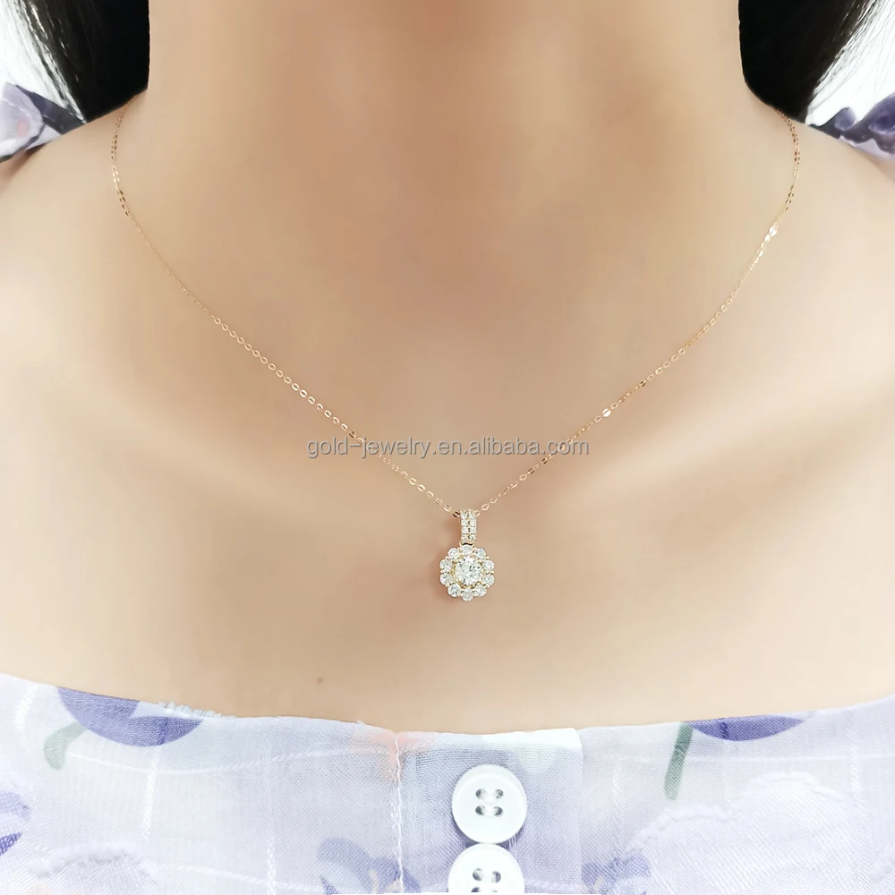Pedant Necklace 18k Real Gold Real Diamond Necklaces Wedding Engagement