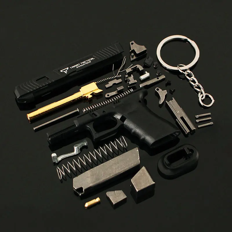 Silver 75mm Shell Ejecting Toy Gun Keychain TTi G34 7Cm Metal Gun Shape Keychain Assembly Eject Bullets