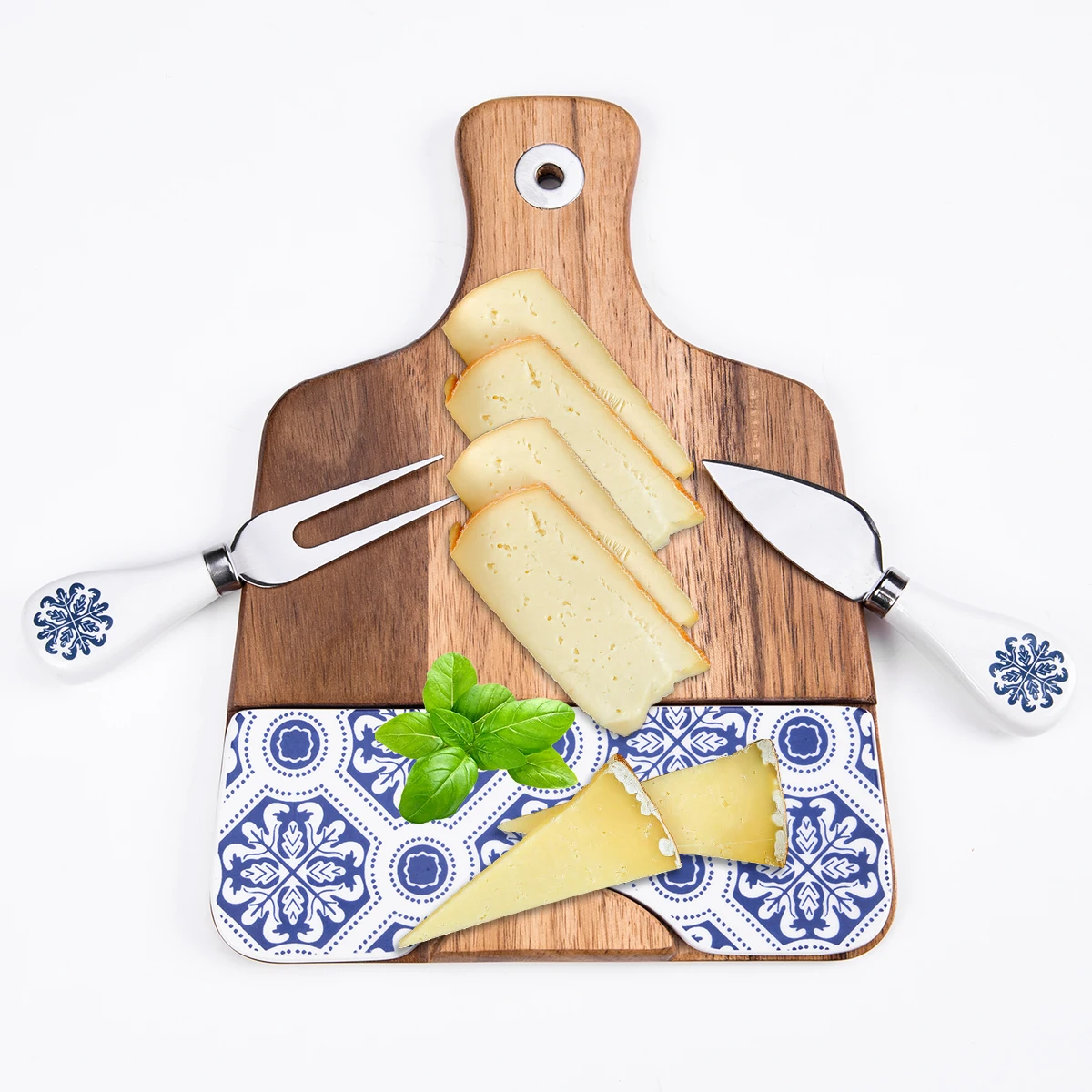 Acacia Wood Ceramics Cutting Charcuterie Cheese Board Set Wooden For Serving Food Cheese Board