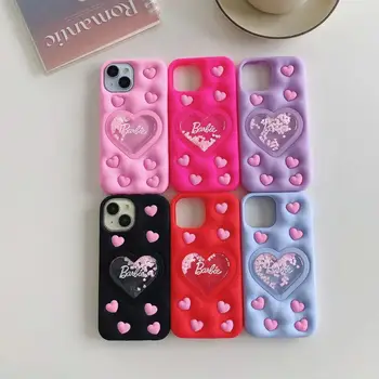 cute 3D sweet heart design Liquid flow phone case silicone protective phone cover case for iphone 15 16 pro max carcasa silicone