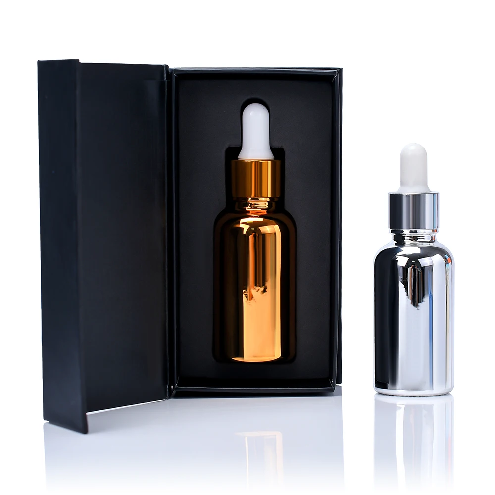 Recycled 10ml 15ml 20ml 30ml 50ml 100ml Colored  Essential Oil Glass Dropper Bottle  Customized Black Paper Box