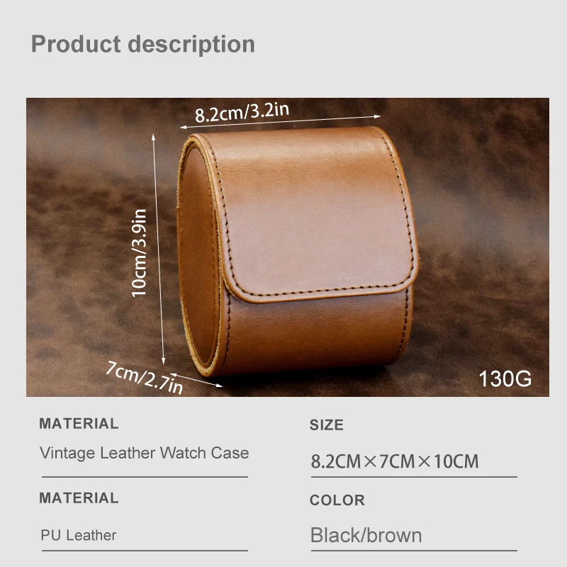 Luxury Modern Single Watch Rolling Storage Box Case PU Leather Custom Logo Watch Display Men Watch Rolling Box Case