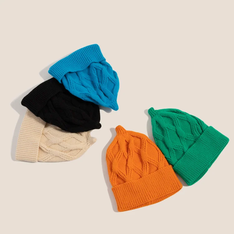 2022 оптовая продажа, разноцветные милые теплые вязаные детские шапки Добби, детские шапки