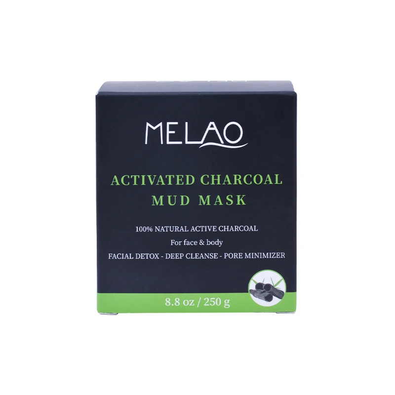Source Custom Logo MELAO Charcoal Mud Mask with Dead Sea Mud 100% Natural Facial Mask Care on