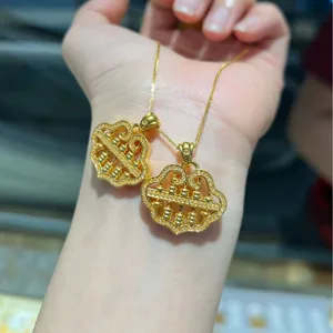 Elegant 18K Gold Abacus Pendant Delicate Europe and America Style Link Chain Women's Statement Necklace Party