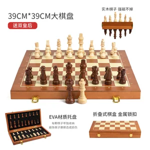 High Quality International Chess Magnetic Set Folding Wooden Chess Set with Crafted Chess Collection Portable Board Travel Games