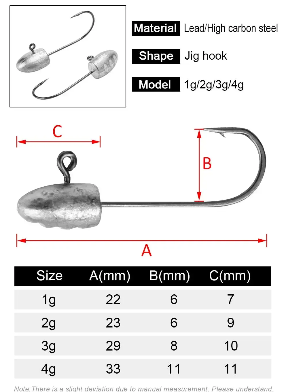 Spinpoler 1g 2g 3g 4g Mini Ice Fishing Jig Head Hook Rockfish Crank ...