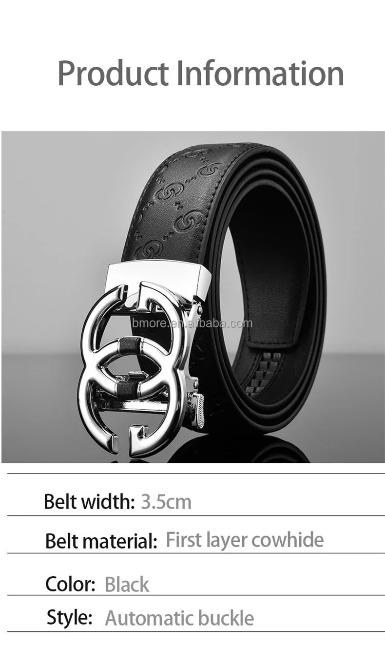 Oem High Quality Automatic Alloy Buckle Mens Custom Genuine Leather