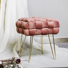 HStex 2021 Living Room Furniture Custom Beauty Modern Round Velvet pink Ottoman Home Stool