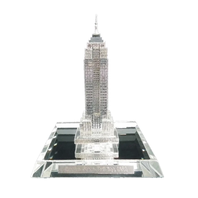 Min Size Metal Empire State Crystal 3D Building Model in Silver
