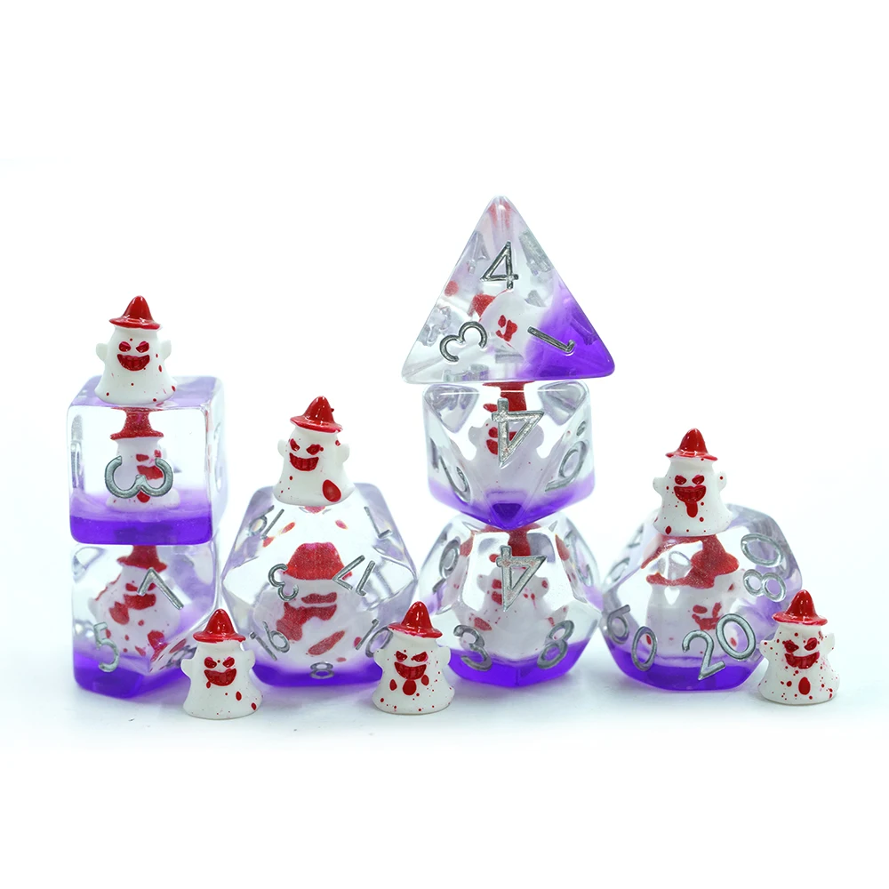 Díreach Déanta 7-Piece Résin Polyhedral Dice Set 16mm Bogg Corr Leathadh Airgeadail do Bhord Cluichí