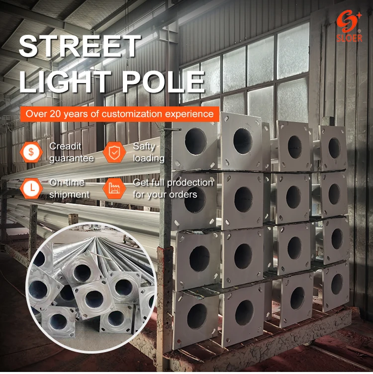 SLOER Custom High-Performance Outdoor Solar Led Galvanized  Street Light Pole Electrical