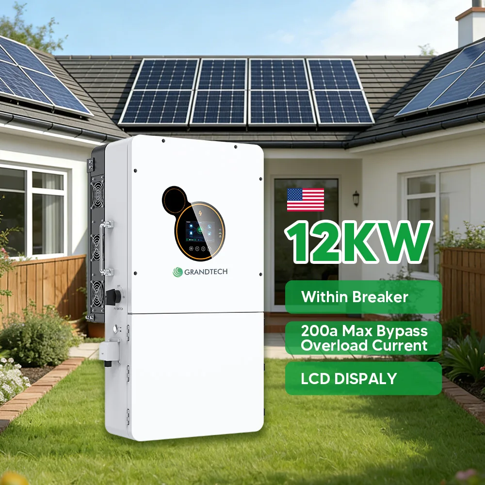 Inversor híbrido conectado/aislado de la red de 8,5 kW, 10 kW y 12 kW, onda sinusoidal pura, entrada CC/CA de 40-60 V, salida dividida, sistema de almacenamiento de energía, inversor fotovoltaico de 120-240 V CA