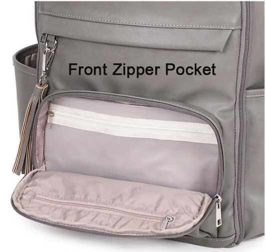 Faux-Leather Backpack Diaper Bag with Laptop Compartment  display picture 1