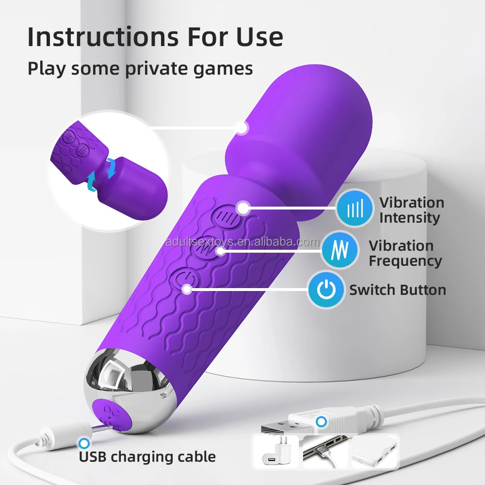 USB Rechargeable Mini Personal Wand Massager 20 Patterns 8 Speeds G-Spot  Vibrator Small AV Dildo Sex Toys for Women