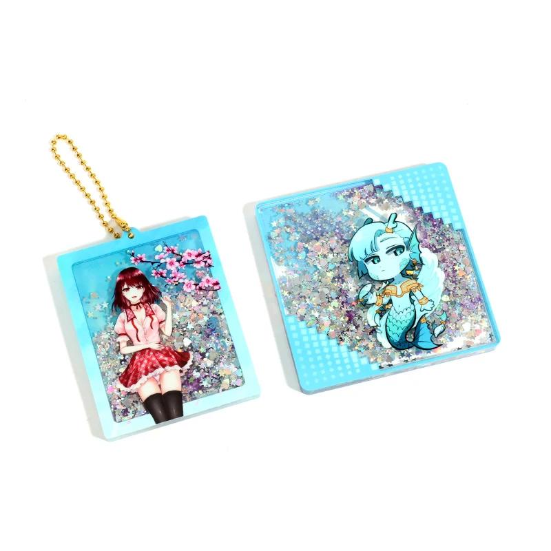 Vograce Acrylic Key Chain Customized Creative Pendant Anime Keychain Glitter Dust Liquid Acrylic Keychain