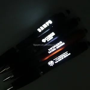 Promotional Touch Stylus Laser Engraved  Refill Glow logo Light up Pen with Led Light Low MOQ