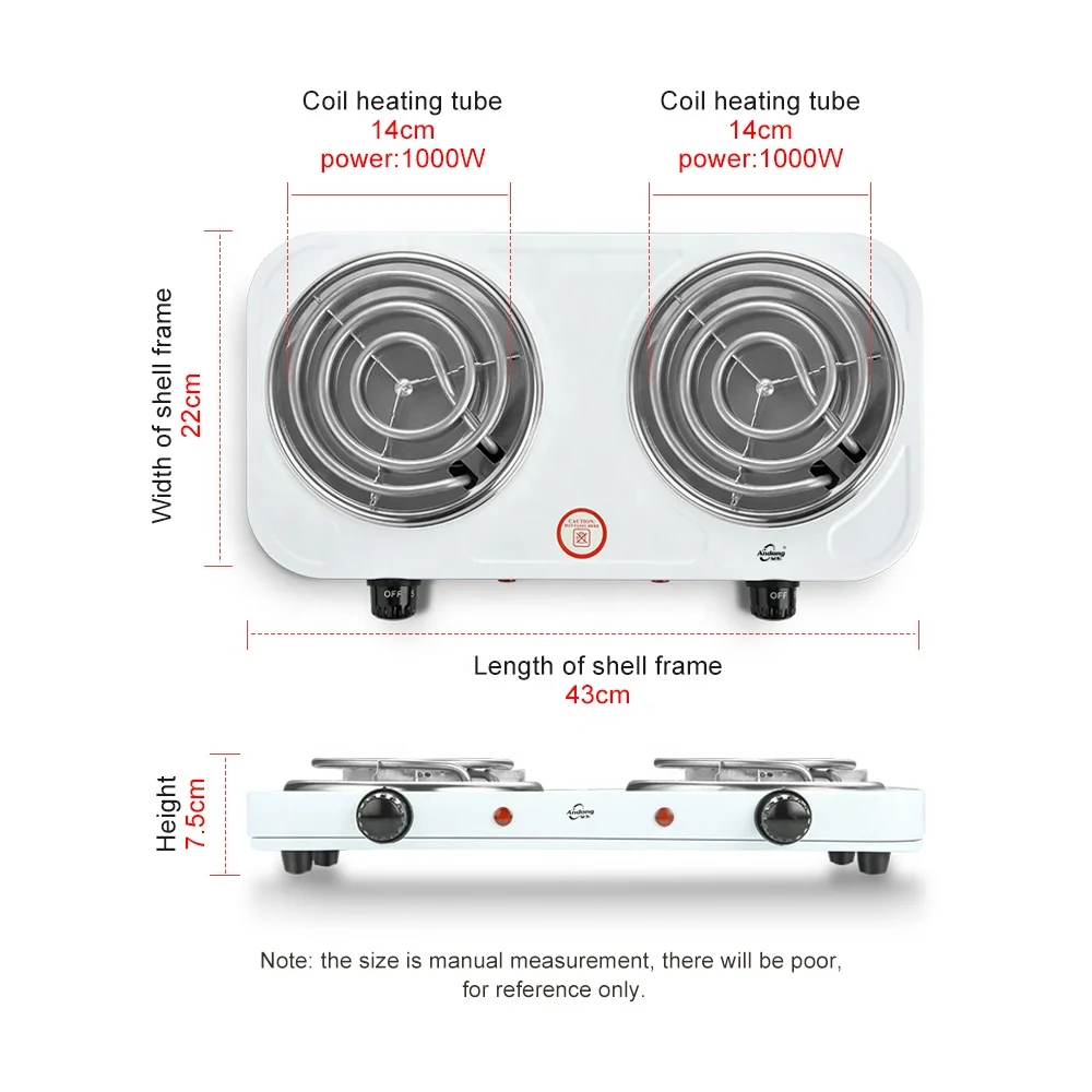 Andong High Quality 2 Burner 2000w Electric Stove Home Kitchen Hot